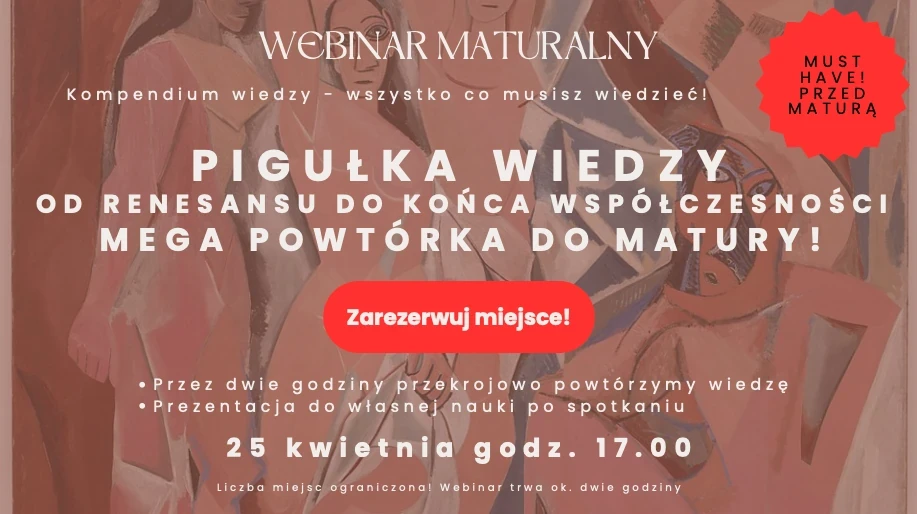 Webinary z historii sztuki – kliknij, aby się zapisać na najbliższy webinar maturalny